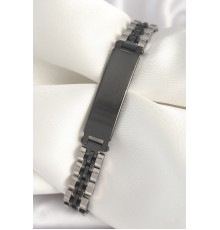 316L Çelik Gümüş Siyah Renk Zincir Künye Model Erkek Bileklik - TJ-EB3723