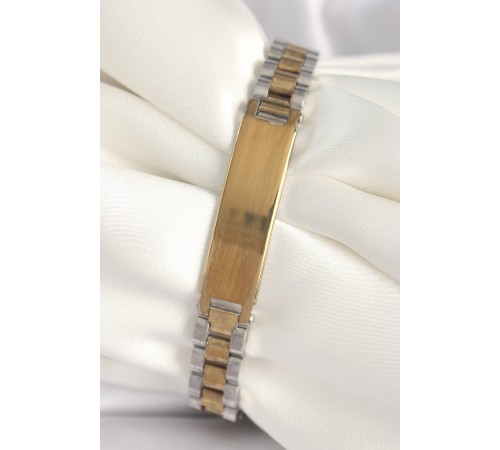 316L Çelik Gold Gümüş Renk Zincir Künye Model Erkek Bileklik - TJ-EB3724