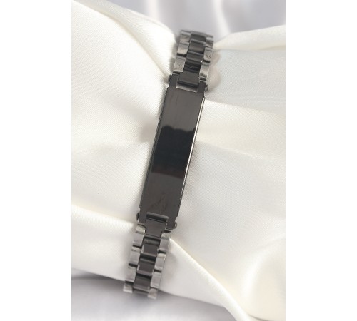 316L Çelik Gümüş Siyah Renk Zincir Künye Model Erkek Bileklik - TJ-EB3727