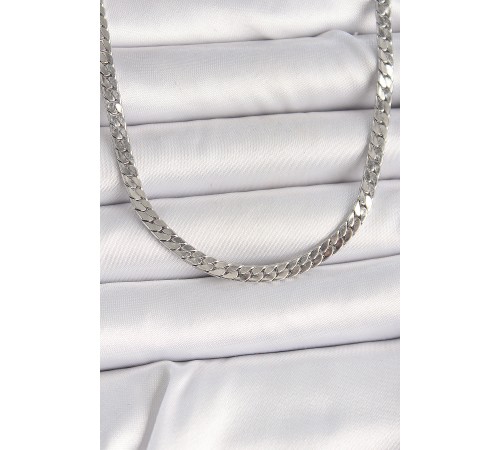 316L Çelik Gümüş Renk Yassı Zincir Model Erkek Kolye - TJ-ERK1384