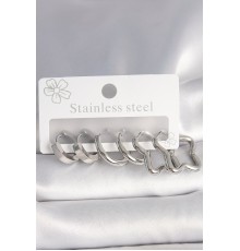 316L Çelik Gümüş Renk Yarım Halka Yıldız Model Kadın Küpe Seti - TJ-BKP10384