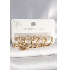 316L Çelik Gold Renk Yıldız Halka Model Kadın Küpe Seti - TJ-BKP10388