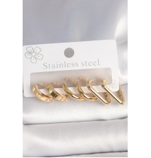 316L Çelik Gold Renk Üçgen Halka Model Kadın Küpe Seti - TJ-BKP10390