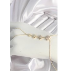 Pirinç Gold Renk Zirkon Taşlı Kutup Yıldız Model Kadın Şahmeran - TJ-SN613