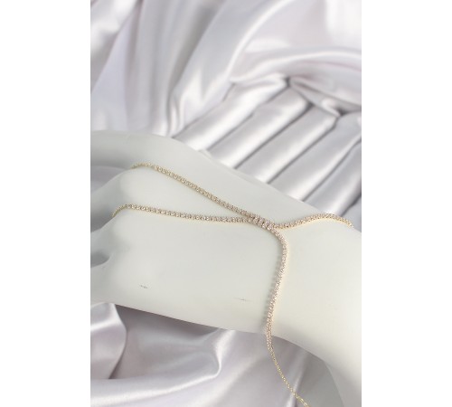 Pirinç Gold Renk Zirkon Taşlı Su Yolu Zirkon Taşlı Kadın Şahmeran - TJ-SN615