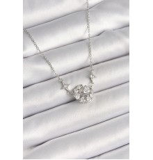 316L Çelik Gümüş Renk Zirkon Taşlı Hilal Kalp Model Kadın Kolye - TJ-BKO9929