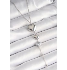 316L Çelik Gümüş Renk Sallantı Kalp Model Zirkon Taş Detay Kadın Kolye - TJ-BKO9933