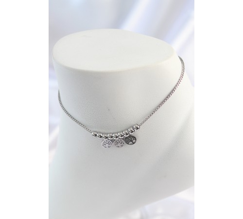 316L Çelik Gümüş Renk Minimal Kalp Model Renkli Zirkon Taşlı Halhal - TJ-HH1631