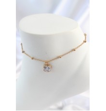 316L Çelik Gümüş Renk Zirkon Taşlı Sallantılı Yonca Model Halhal - TJ-HH1635