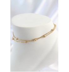 316L Çelik Gold Renk 2'Li Topçuk Zincir Model Kadın Halhal - TJ-HH1647