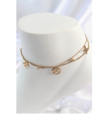 316L Çelik Gold Renk 2'Li Zincir Rüya Kapnı Figür Zirkon Taş Detay Kadın Halhal - TJ-HH1651