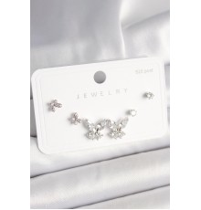 925 Ayar Gümüş Çivi Pirinç Zirkon Taşlı Model Kadın Küpe Seti - TJ-BKP10402