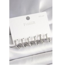 925 Ayar Gümüş Çivi Pirinç Gümüş Renk Bambu Halka Model Kadın Küpe Seti - TJ-BKP10408