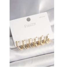 925 Ayar Gümüş Çivi Pirinç Gold Renk Bambu Halka Model Kadın Küpe Seti - TJ-BKP10409