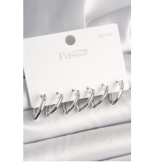 925 Ayar Gümüş Çivi Pirinç Gümüş Renk Üçgen Model Kadın Küpe Seti - TJ-BKP10414