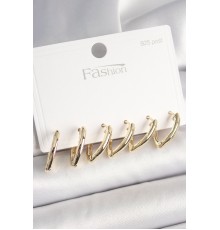 925 Ayar Gümüş Çivi Pirinç Gold Renk Üçgen Model Kadın Küpe Seti - TJ-BKP10415