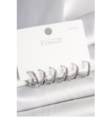 925 Ayar Gümüş Çivi Pirinç Oval Halka Model Kadın Küpe Seti - TJ-BKP10418