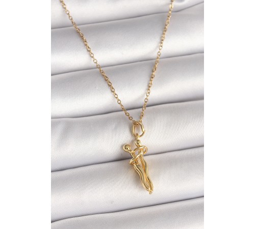 316L Çelik Gold Renk Zincir Sarılma Model Kadın Kolye - TJ-BKO9976