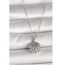 316L Çelik Gümüş Renk Zincir Açılır İncili Midye Model Kadın Kolye - TJ-BKO9995