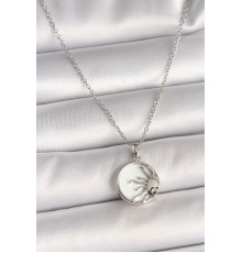 316L Çelik Gümüş Renk Zincir Beyaz Mineli Gün Batımı Model Kadın Kolye - TJ-BKO9999