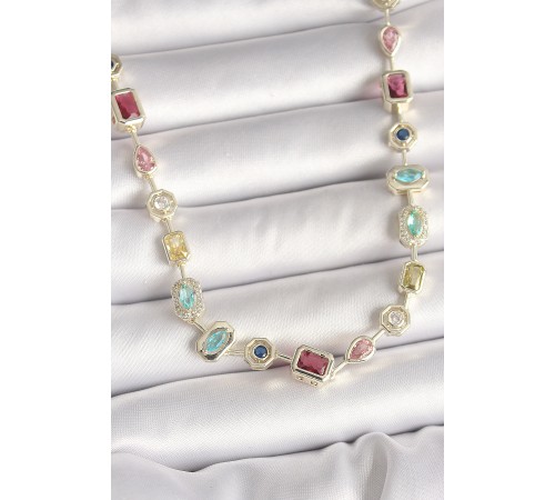 Pirinç Gold Renk Zirkon Taşlı VIP Seri Kadın Kolye - TJ-BKO10005