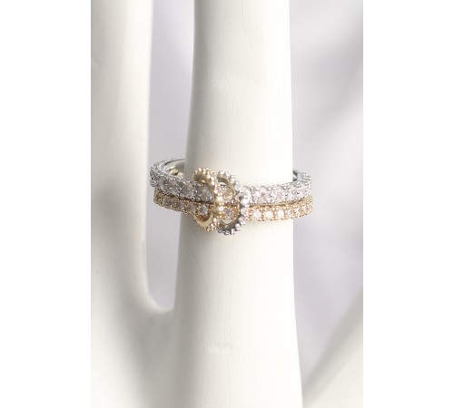 Pirinç Mix Renk 2'Li Zirkon Taşlı Kadın Yüzük - TJ-BYK3703