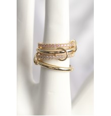 Pirinç Gold Renk Zirkon Taşlı 4'Lü Kadın Yüzük - TJ-BYK3704