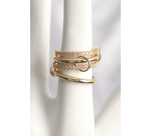 Pirinç Gold Renk Zirkon Taşlı 4'Lü Kadın Yüzük - TJ-BYK3704