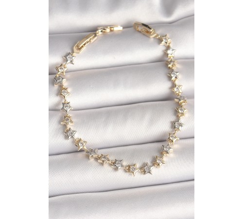 Pirinç Mix Renk Zirkon Taşlı Yıldız Model VIP Seri Kadın Bileklik - TJ-BB6881