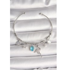 Pirinç Gümüş Renk Sallantı Zirkon Taşlı Filaminga Figür Charm Kadın Bileklik - TJ-BB6903