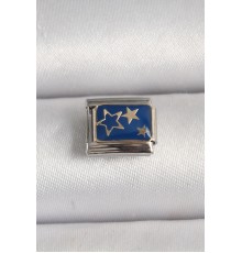 316L Çelik Gümüş Renk Mavi Gold Yıldız İşlemeli Nomination Charm - TJ-BC1202