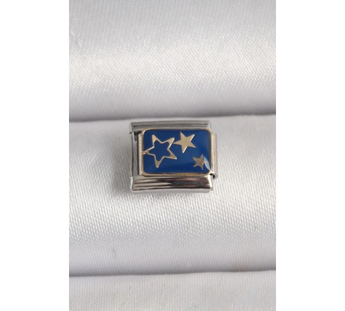 316L Çelik Gümüş Renk Mavi Gold Yıldız İşlemeli Nomination Charm - TJ-BC1202