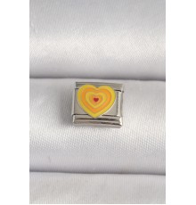 316L Çelik Gümüş Renk Sarı Kalp İşlmeli Nomination Charm - TJ-BC1205
