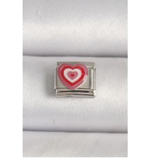 316L Çelik Gümüş Renk Pembe Kalp İşlemeli Nomination Charm - TJ-BC1206