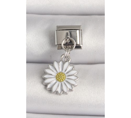 316L Çelik Gümüş Renk Papatya Model Nomination Charm - TJ-BC1212
