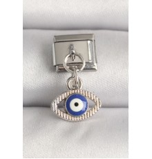 316L Çelik Gümüş Renk Nazar Boncuk Detaylı Göz Model Nomination Charm - TJ-BC1216