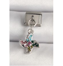316L Çelik Gümüş Renk Renkli Zirkon Taşlı Nomination Charm - TJ-BC1220