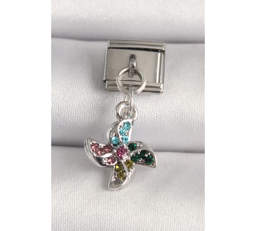 316L Çelik Gümüş Renk Renkli Zirkon Taşlı Nomination Charm - TJ-BC1220