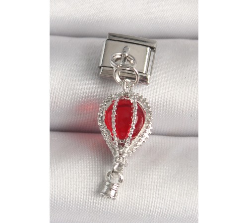 316L Çelik Gümüş Renk Kırmızı Balon Model Nomination Charm - TJ-BC1223