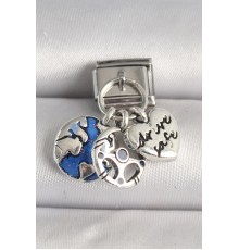 316L Çelik Gümüş Renk Dünya Kalp Model Nomination Charm - TJ-BC1226