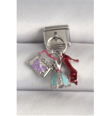 316L Çelik Gümüş Renk Çanta Elbise Model Nomination Charm - TJ-BC1230