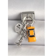 316L Çelik Gümüş Renk Sarı Taksi Özgürlük Heykeli Model Nomination Charm - TJ-BC1231