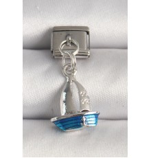 316L Çelik Gümüş Renk Mavi Yelkenli Model Nomination Charm - TJ-BC1232