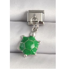 316L Çelik Gümüş Renk Yeşil Kaplumbağa Model Nomination Charm - TJ-BC1237