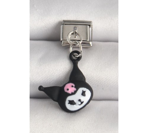 316L Çelik Gümüş Renk Siyak Kulaklı Kedi Model Nomination Charm - TJ-BC1238