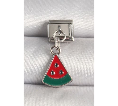 316L Çelik Gümüş Renk Karpuz Dilim Model Nomination Charm - TJ-BC1241