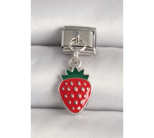 316L Çelik Gümüş Renk Çilek Model Nomination Charm - TJ-BC1243