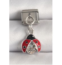 316L Çelik Gümüş Renk Zirkon Taşlı Uğur Böceği Model Nomination Charm - TJ-BC1245