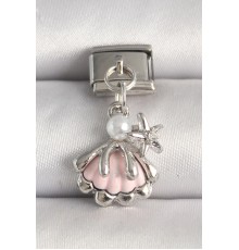 316L Çelik Gümüş Renk Pembe Midye Model Deniz Yıldızı Detay Nomination Charm - TJ-BC1246