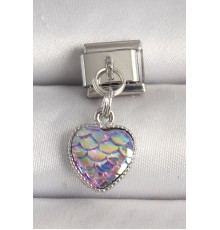 316L Çelik Gümüş Renk Mor Pullu Kalp Model Nomination Charm - TJ-BC1248